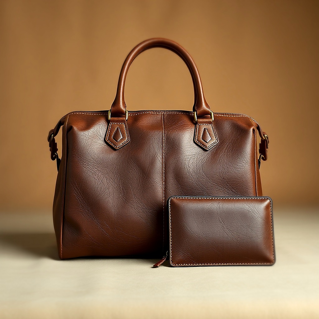 Hyper-realistic premium leather goods restoration on neutral studio background